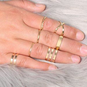 NEW 7pcs Minimalist Women Gold Ring Set